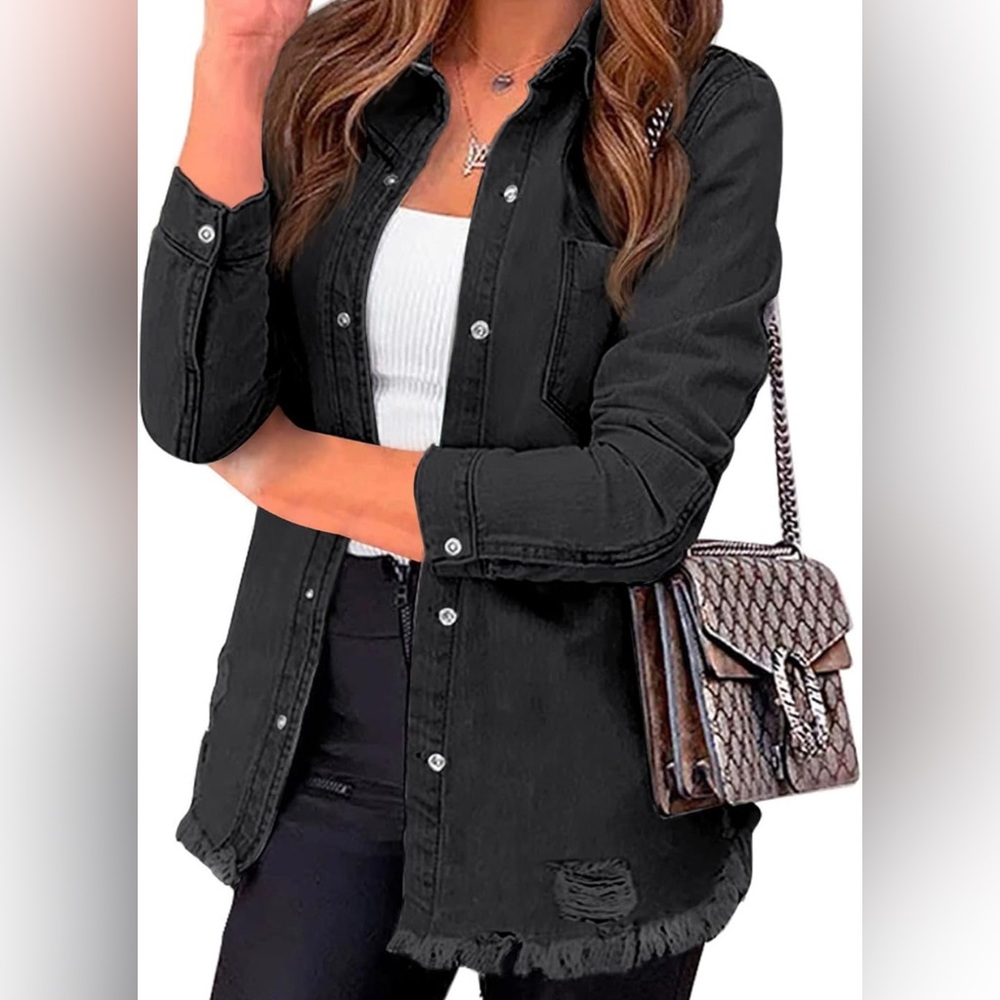 Womens Black Denim Jacket (shacket)